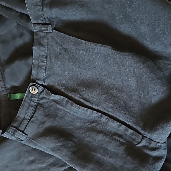 Laura Ashley Black 100% Linen Trousers Tapered Pleated Pants Size 12 - Picture 15 of 17